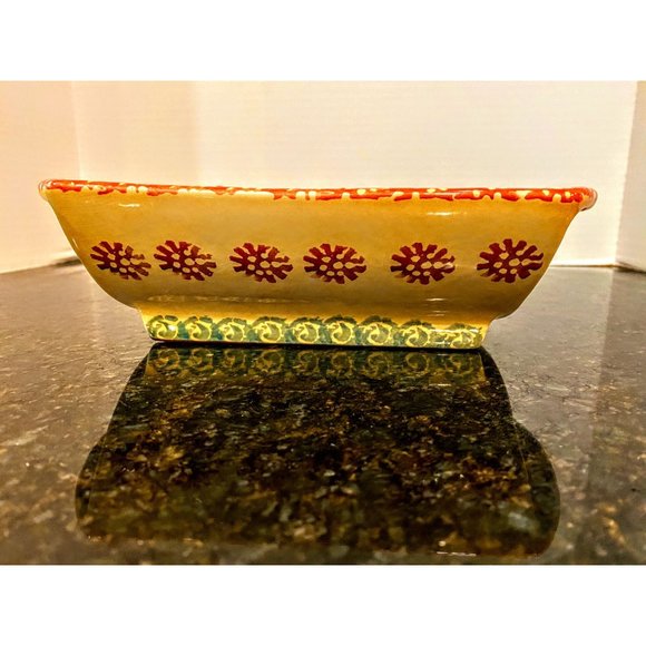Italian ARS Hand Painted 9.5 Inch Tuscan Art Pottery Floral Footed Bowl - Picture 3 of 7